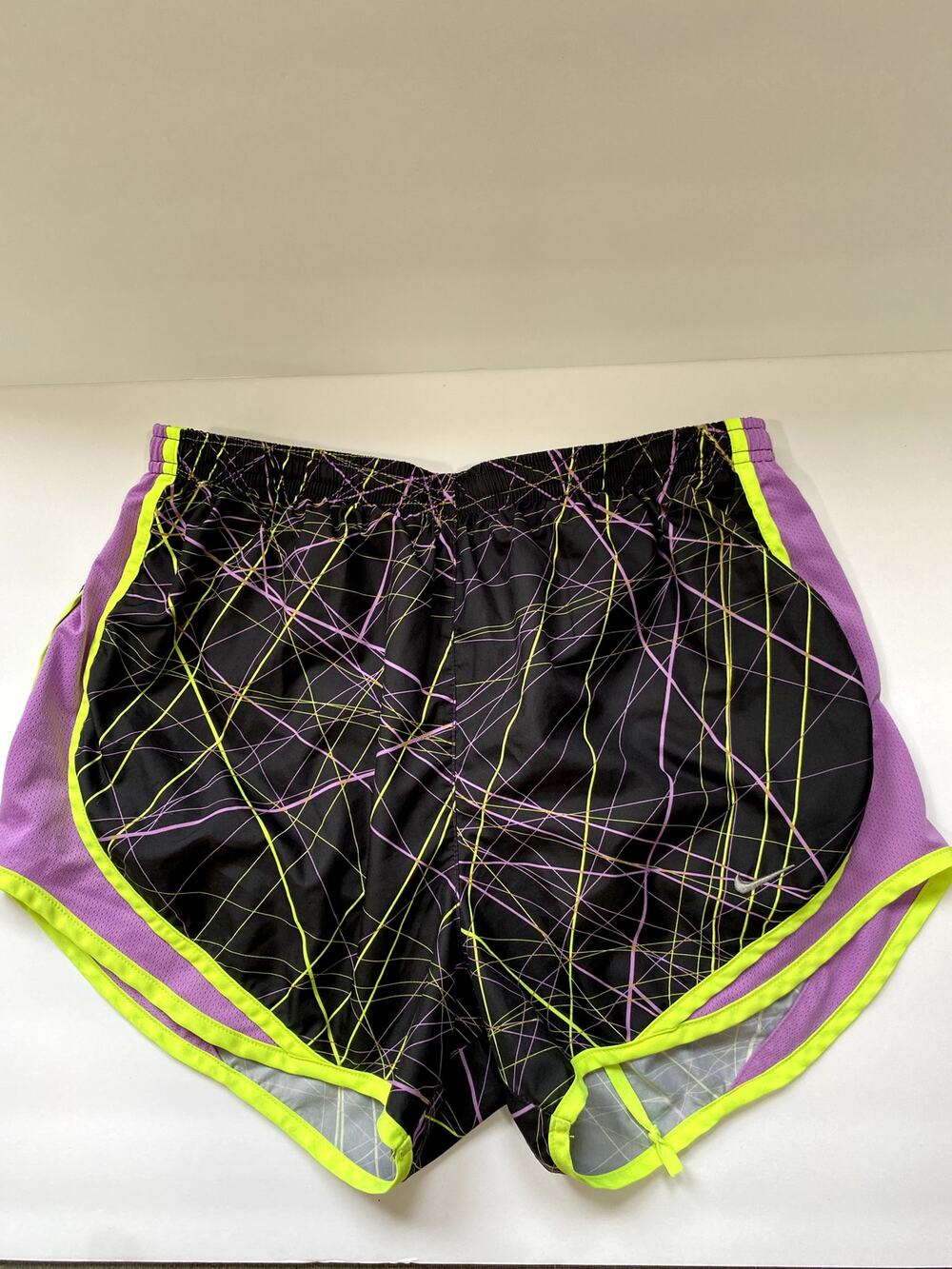 Nike Dri-Fit Tempo Lined Run Shorts BLACK YELLOW PURPLE Women's M